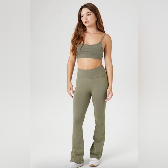 Crop Scoop Cami, L, Dark Olive Green - Picture 3 of 5